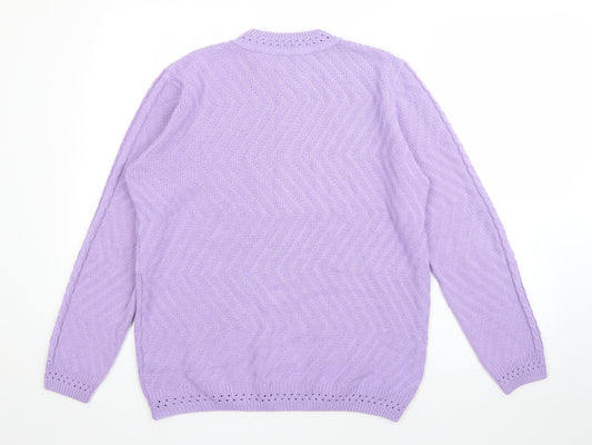 Berkertex Womens Purple Round Neck  Acrylic Pullover Jumper Size 12