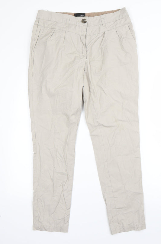 NEXT Womens Beige  Cotton Dress Pants Trousers Size 10 L28 in Regular