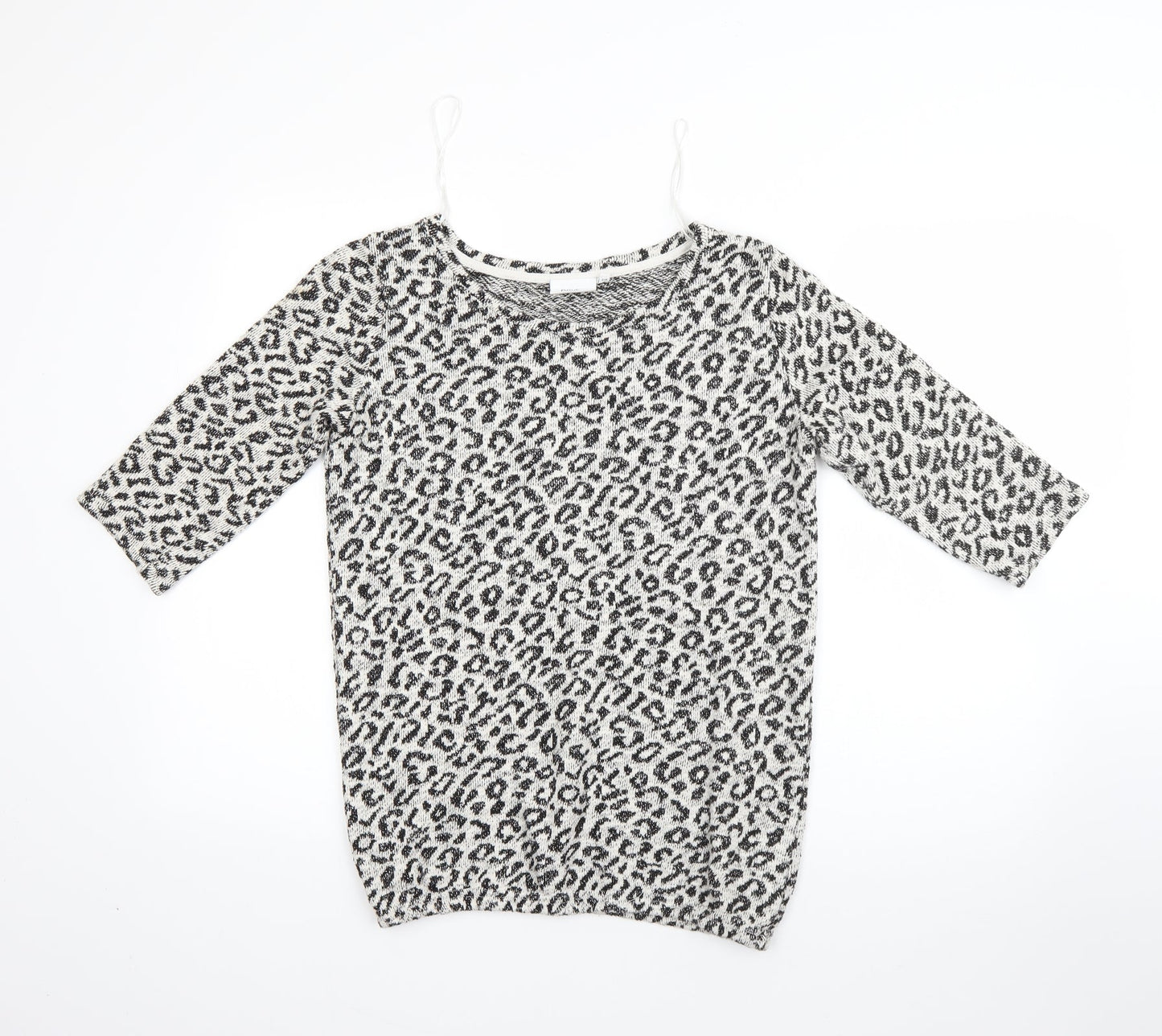 NEXT Womens White Round Neck Animal Print Polyester Pullover Jumper Size 10