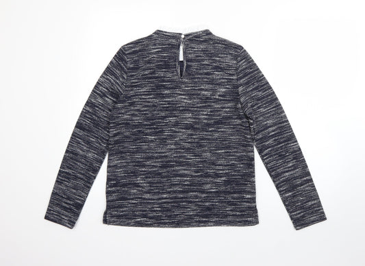 Oasis Womens Blue Round Neck  Viscose Pullover Jumper Size XS
