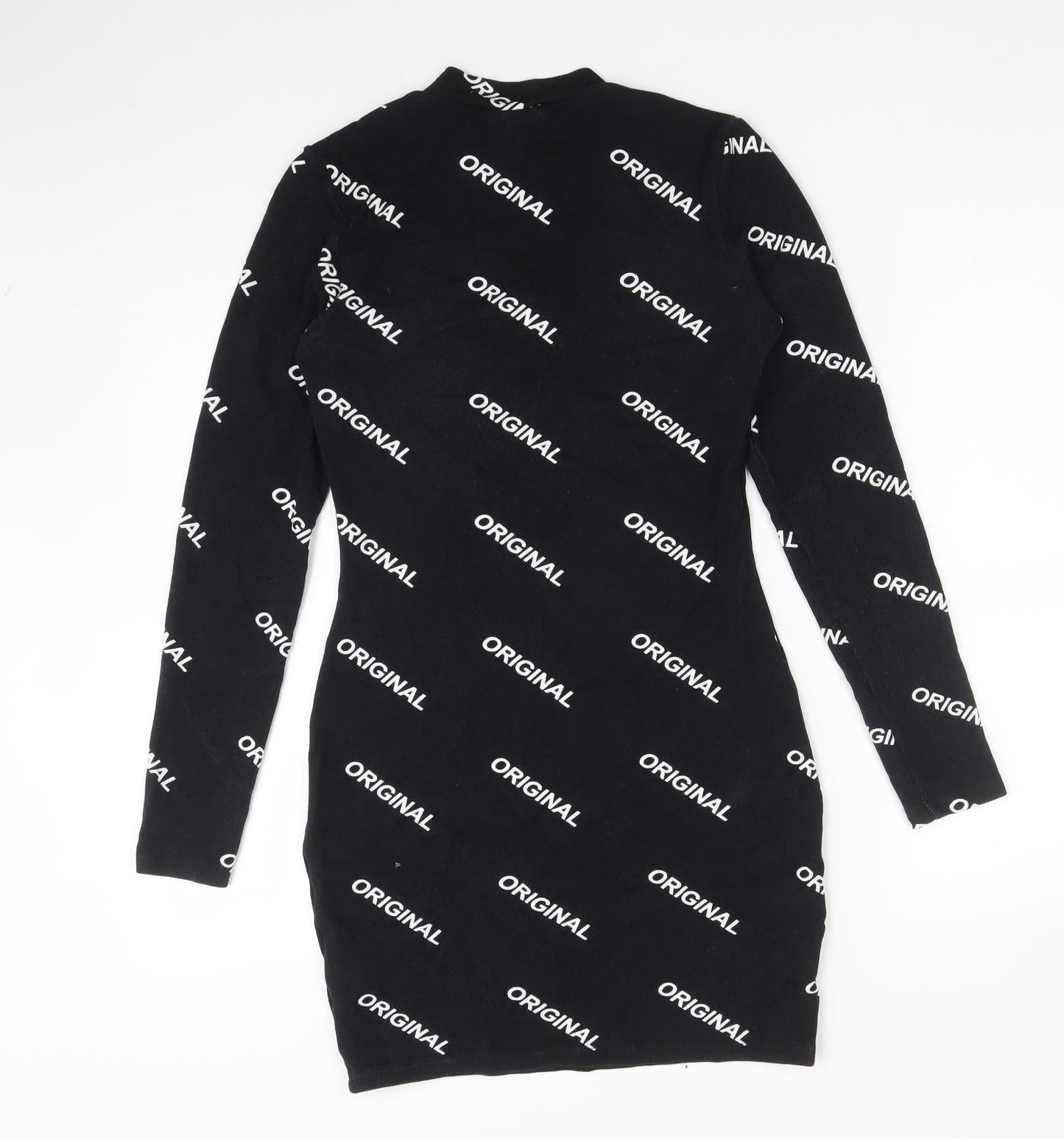 H&M Womens Black  Polyester Bodycon  Size 8  Mock Neck  - ORIGINAL