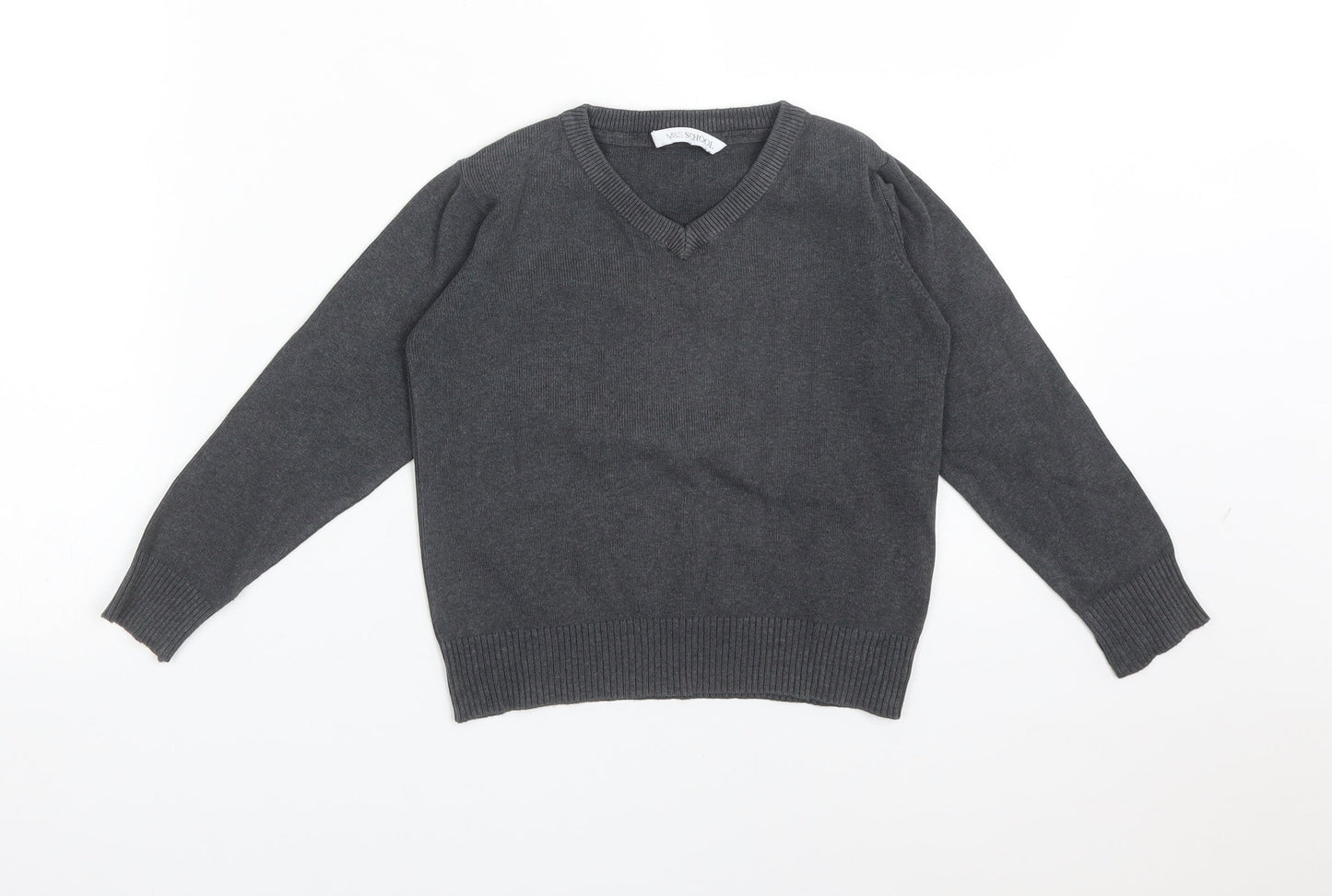 M&S Boys Grey  Cotton Pullover Sweatshirt Size 4-5 Years   - SCHOOL