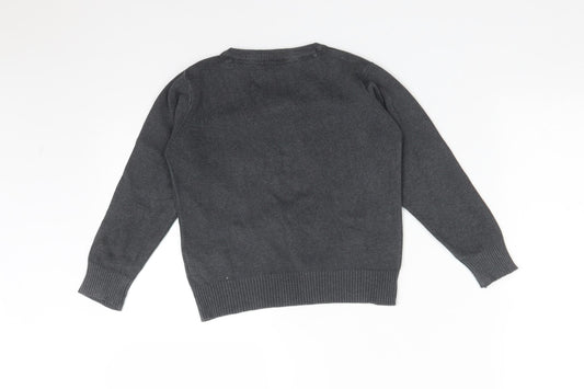 M&S Boys Grey  Cotton Pullover Sweatshirt Size 4-5 Years   - SCHOOL