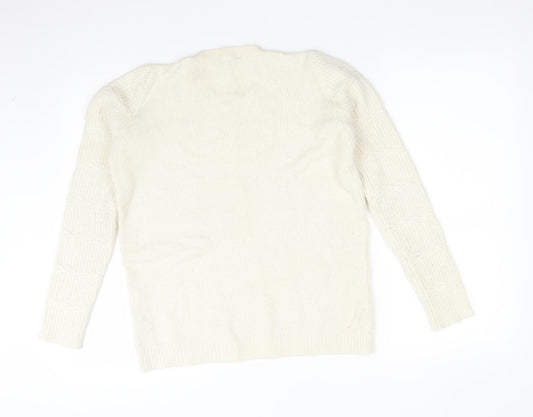 Dorothy Perkins Womens White Round Neck  Acrylic Pullover Jumper Size 10