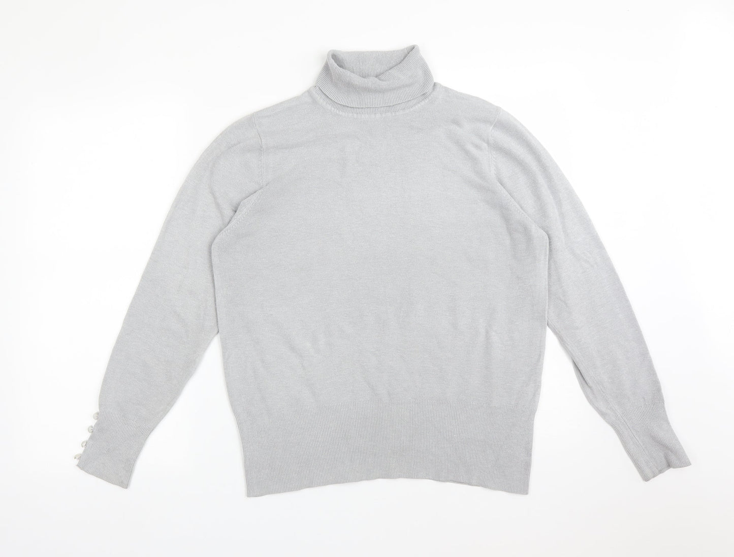 CMD Womens Grey  Acrylic Basic T-Shirt Size L Roll Neck