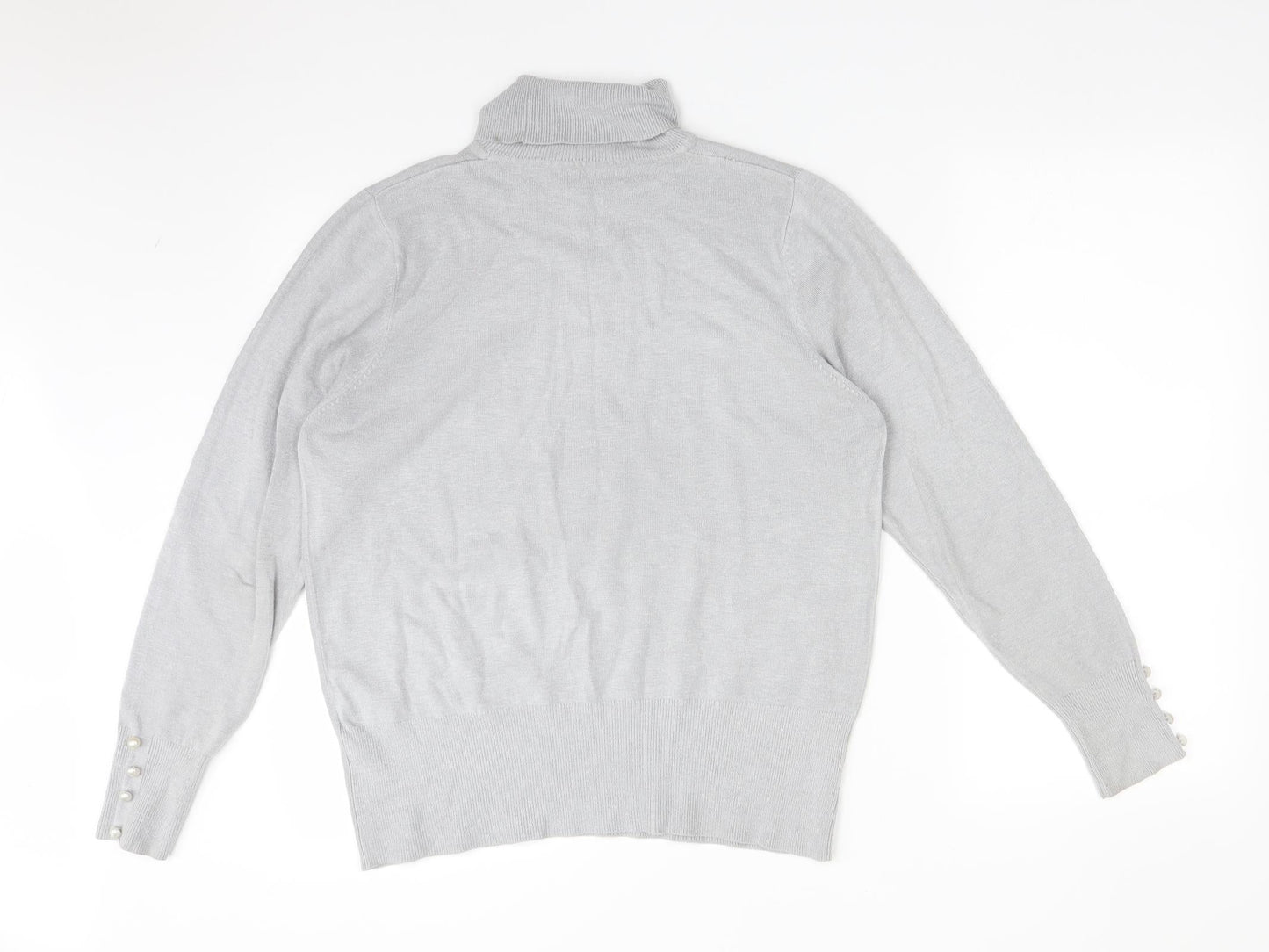 CMD Womens Grey  Acrylic Basic T-Shirt Size L Roll Neck