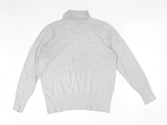 CMD Womens Grey  Acrylic Basic T-Shirt Size L Roll Neck