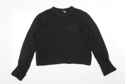 H&M Womens Grey Crew Neck  Acrylic Pullover Jumper Size L