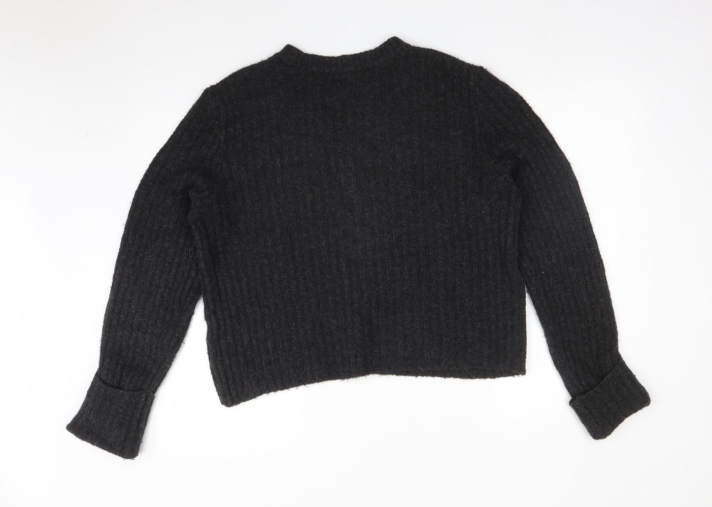 H&M Womens Grey Crew Neck  Acrylic Pullover Jumper Size L