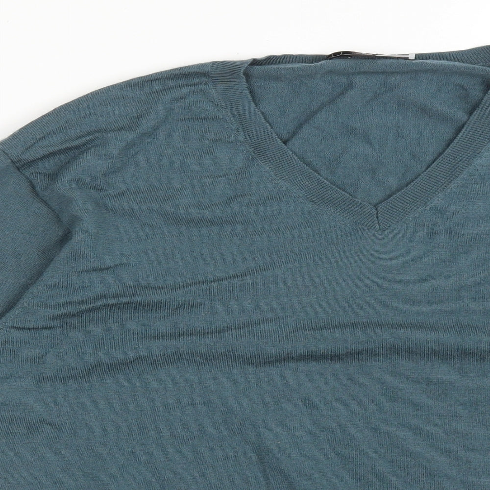 UNI QLO Womens Green  Wool Basic T-Shirt Size M V-Neck