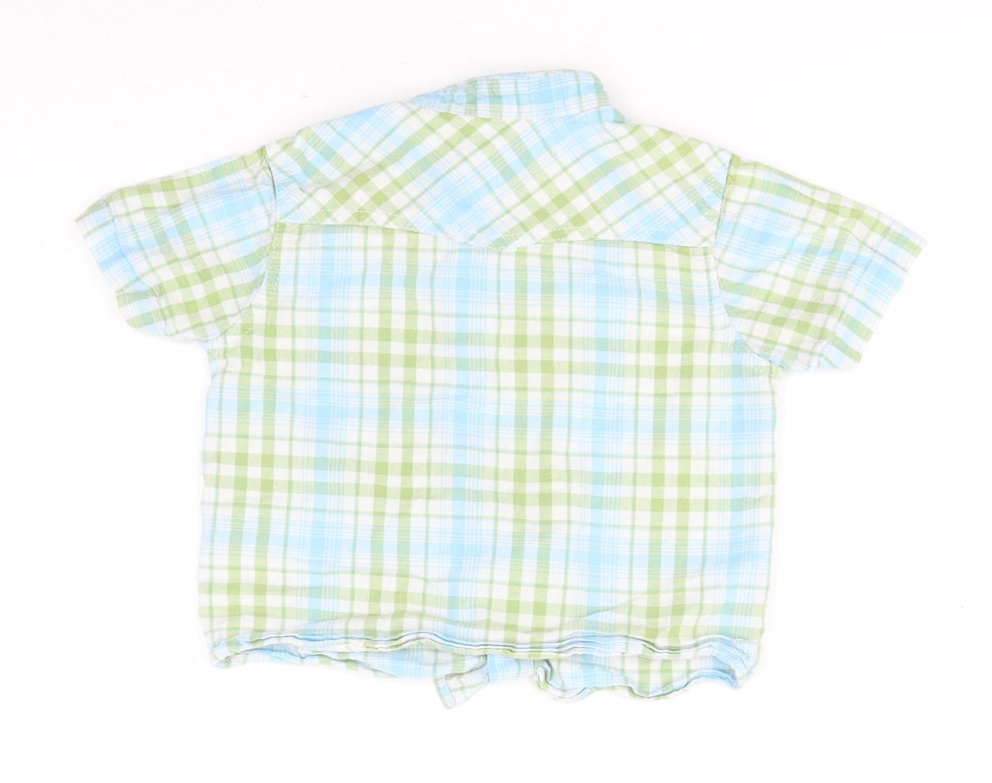 George Baby Blue Plaid Cotton Basic Button-Up Size 12-18 Months Collared