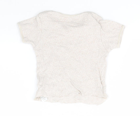 George Girls Green Spotted Cotton Basic T-Shirt Size 2-3 Years Round Neck