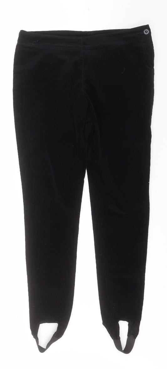Marks and Spencer Womens Black  Cotton Trousers  Size 12 L28 in Regular