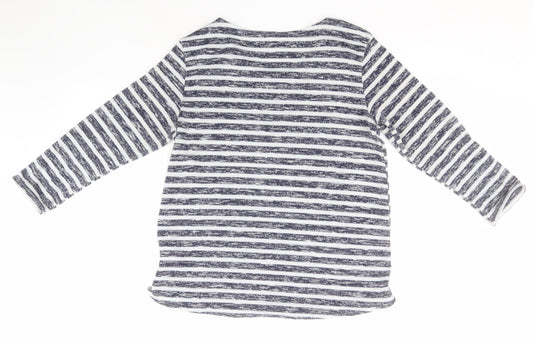 Red Herring Womens Blue Round Neck Striped Polyester Pullover Jumper Size 14