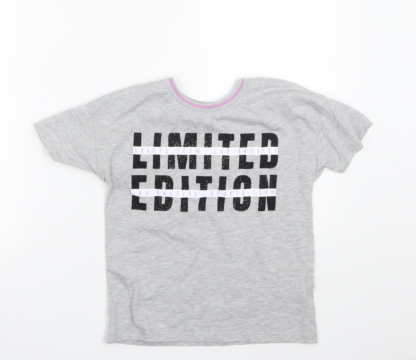 George Girls Grey  Polyester Basic T-Shirt Size 10-11 Years Round Neck