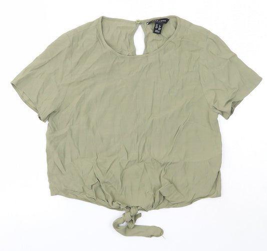 New Look Womens Green  Viscose Basic Blouse Size 8 Round Neck