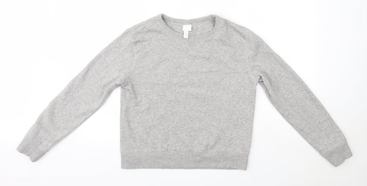H&M Womens Grey Round Neck  Cotton Pullover Jumper Size S