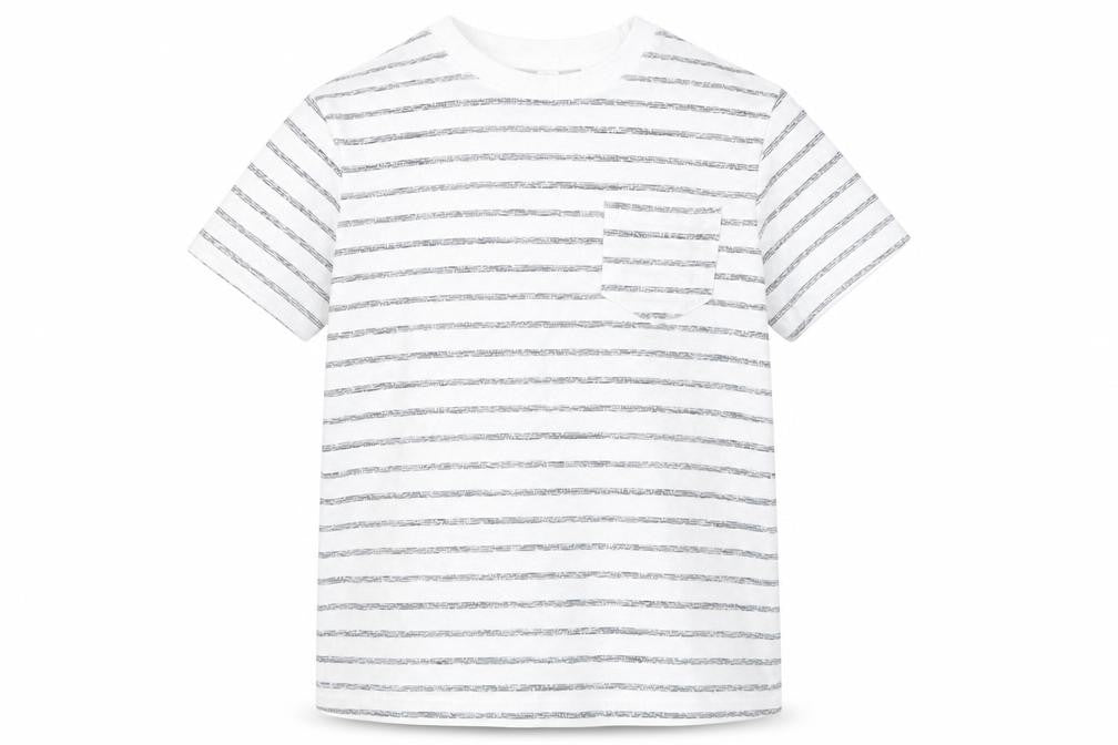 NEXT Boys White Striped 100% Cotton Basic T-Shirt Size 4 Years Round Neck