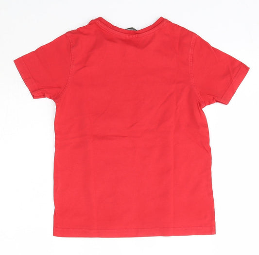 George Boys Red  100% Cotton Basic T-Shirt Size 6-7 Years Round Neck