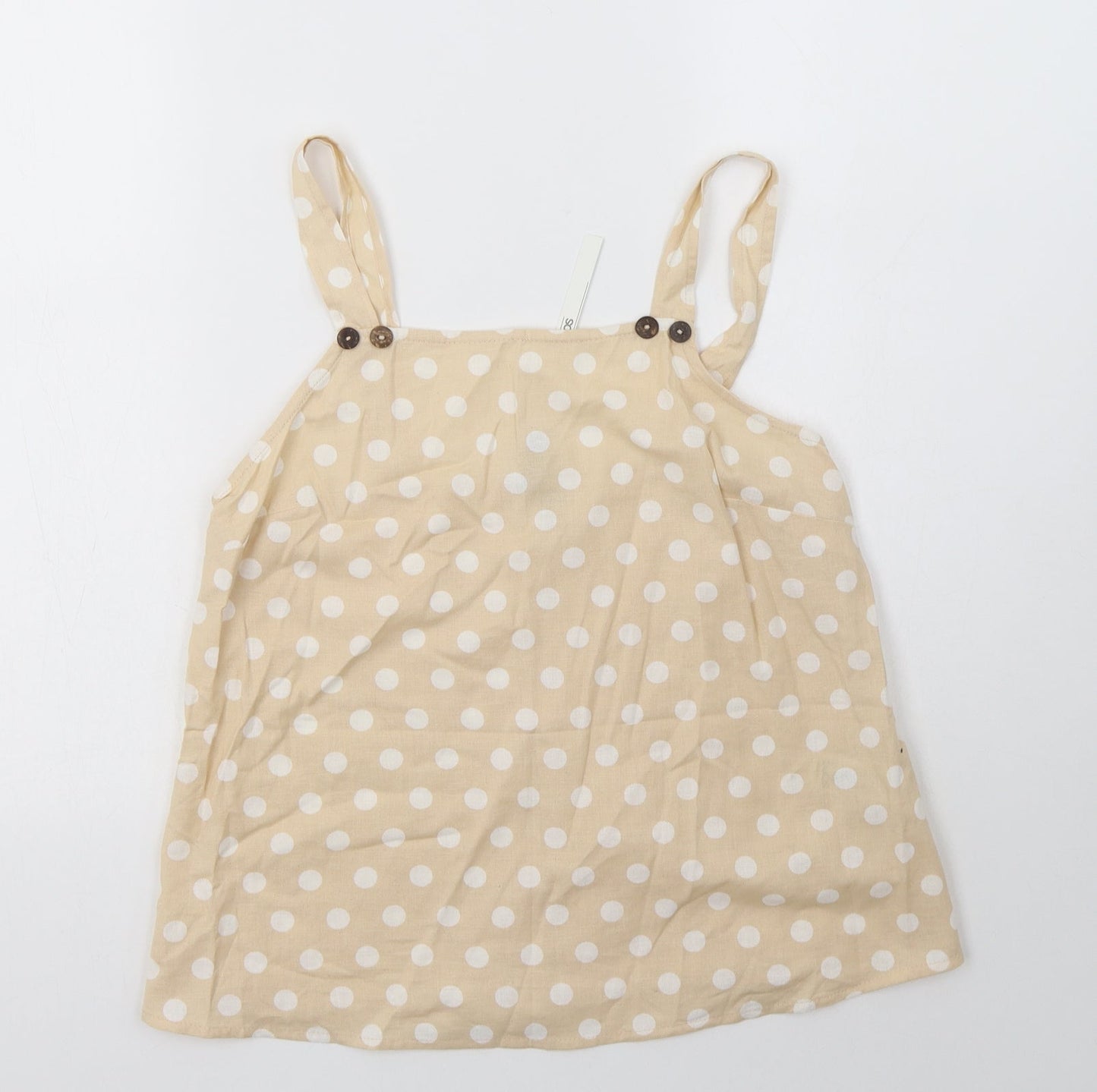 ASOS Womens Beige Polka Dot Cotton Camisole Blouse Size 6 Square Neck