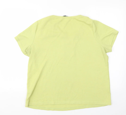 Love Tees Womens Green V-Neck  Polyester Pullover Jumper Size 18