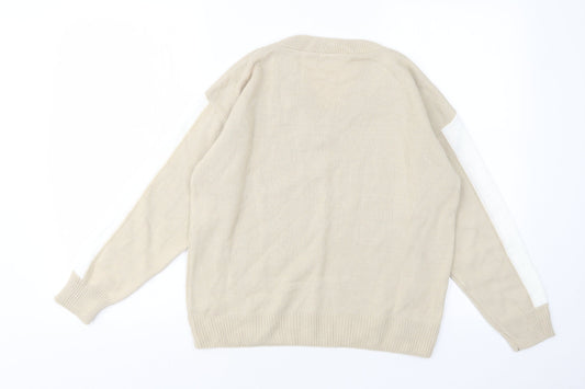 I SAW IT FIRST Womens Beige V-Neck   Pullover Jumper Size XL