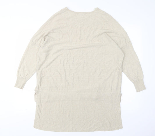 Peacocks Womens Beige Round Neck  Viscose Pullover Jumper Size L