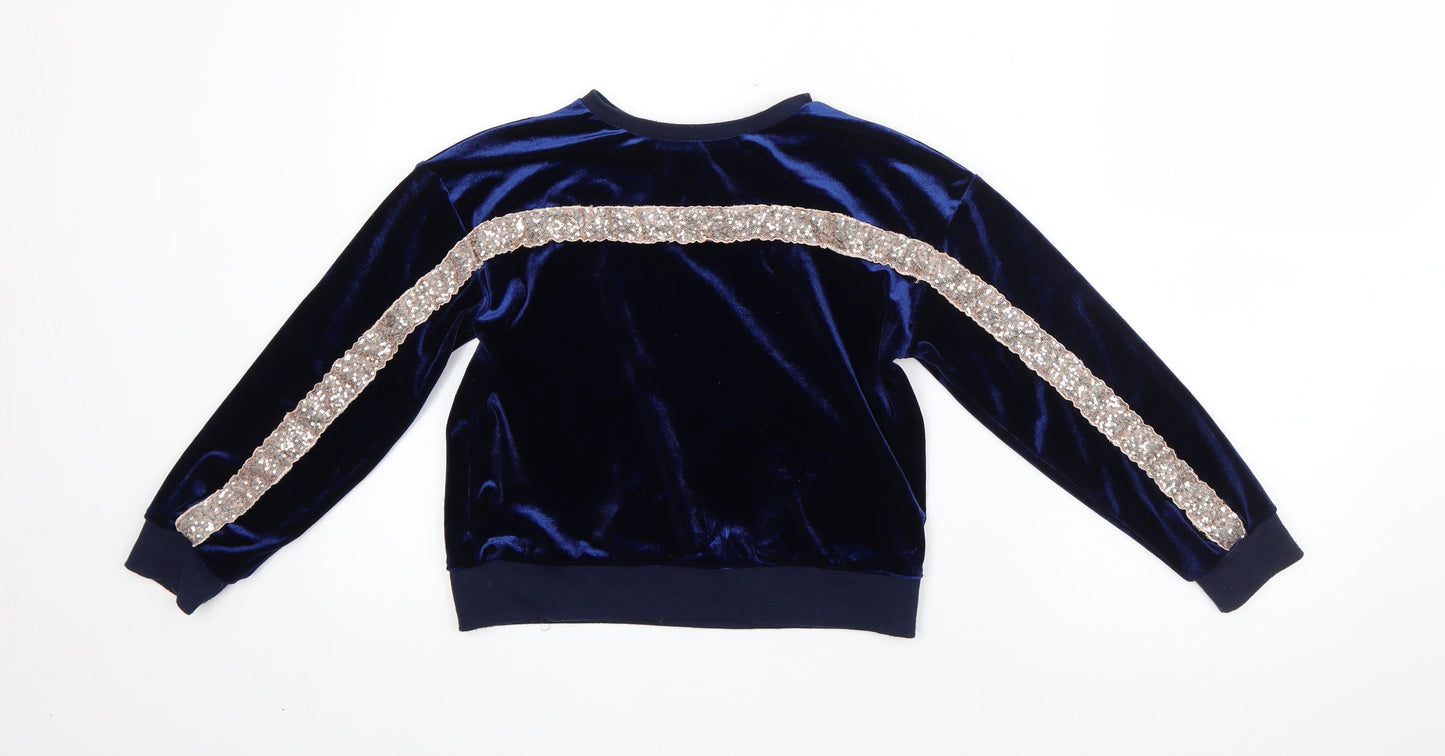 Very Girls Blue Round Neck  Polyester Pullover Jumper Size 9 Years