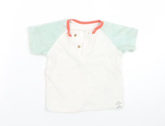 M&S Boys White  Cotton Basic T-Shirt Size 9-12 Months Round Neck
