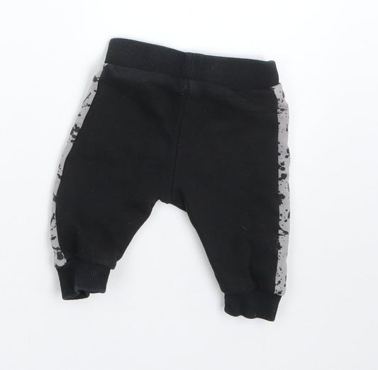 F&F Boys Black  Cotton Sweatpants Trousers Size 0-3 Months