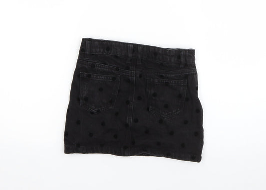 I Love Girls Wear Girls Black Polka Dot Cotton A-Line Skirt Size 6 Years  Regular
