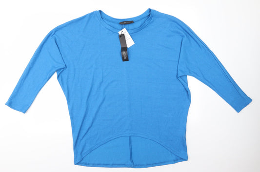 Zansea Womens Blue Round Neck  Polyester Pullover Jumper Size L   - Sky Blue Subtle batwing
