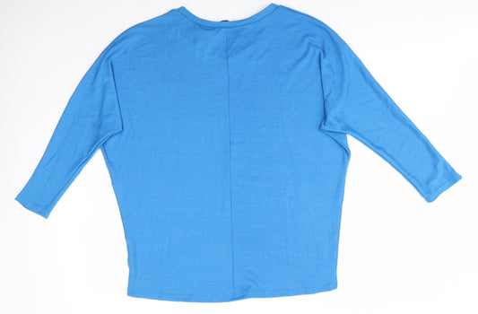 Zansea Womens Blue Round Neck  Polyester Pullover Jumper Size L   - Sky Blue Subtle batwing