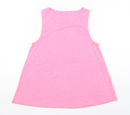 George Girls Pink  Polyester Basic Tank Size 9-10 Years Round Neck