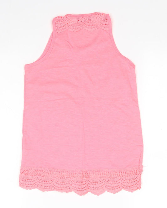 Primark Girls Pink  Polyester Basic Tank Size 10-11 Years Round Neck