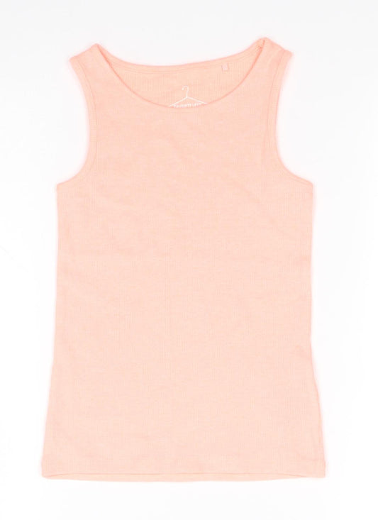 NEXT Girls Pink  Cotton Basic Tank Size 7 Years Round Neck