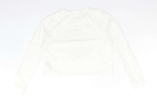 M&S Girls White  Cotton Cropped T-Shirt Size 10-11 Years Crew Neck  - NASA