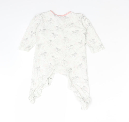 George Girls White Animal Print Cotton Babygrow One-Piece Size 3-6 Months   - DINSEY. BAMBI