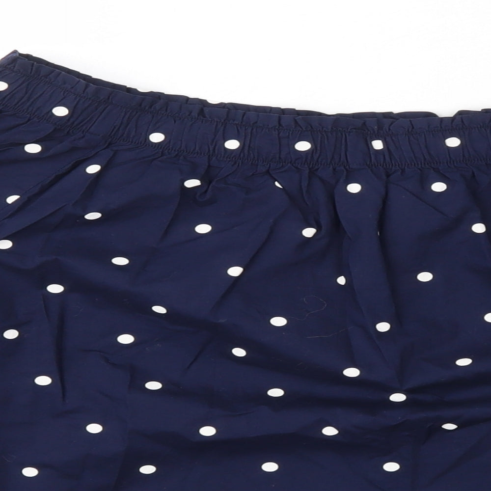 H&M Womens Blue Polka Dot 100% Cotton Basic Blouse Size 6 Off the Shoulder