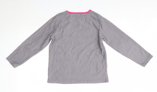 YD Girls Grey Solid Polyester Top Pyjama Top Size 11-12 Years   - Cats