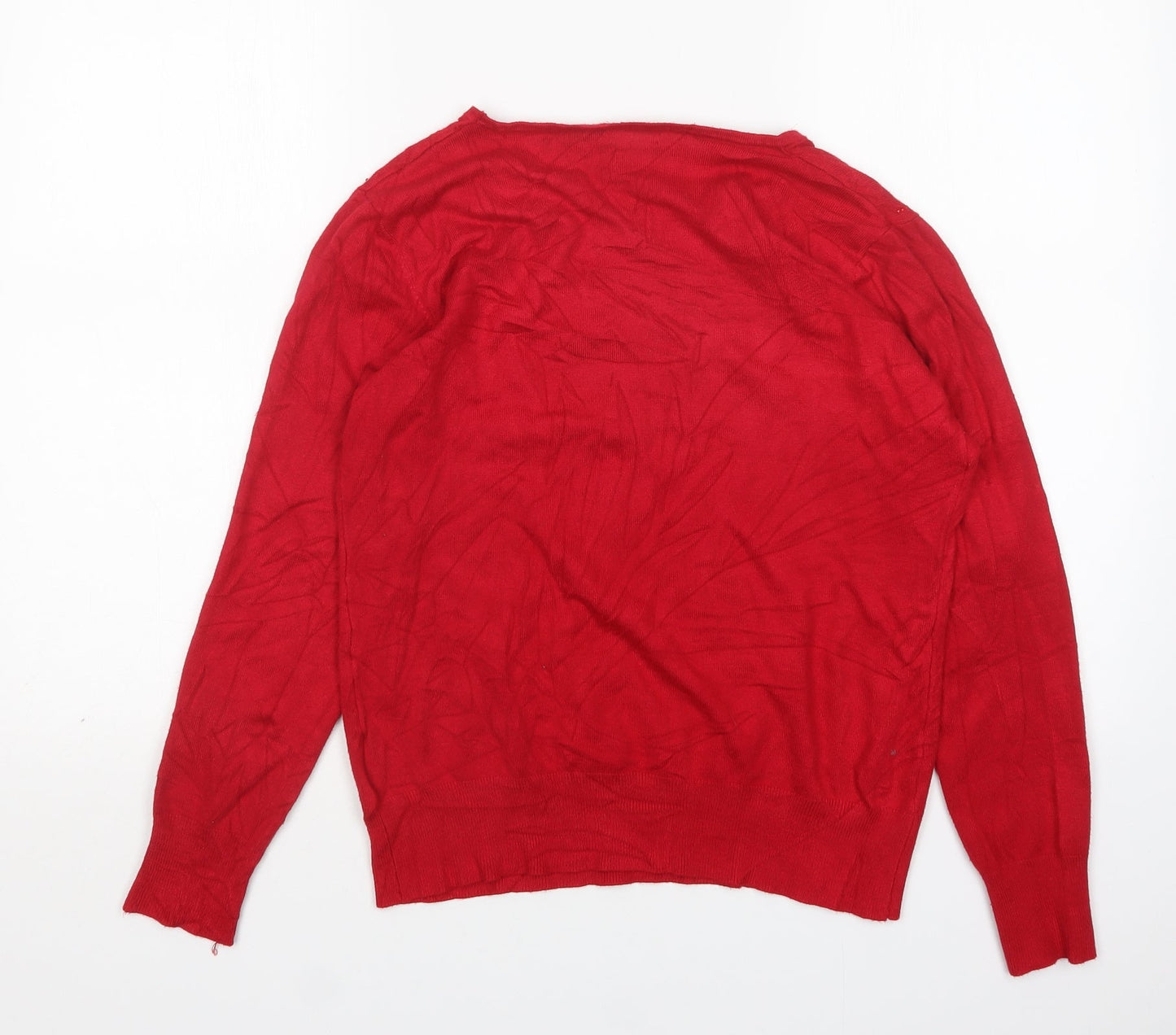 Paramour Womens Red Round Neck  Viscose Pullover Jumper Size M