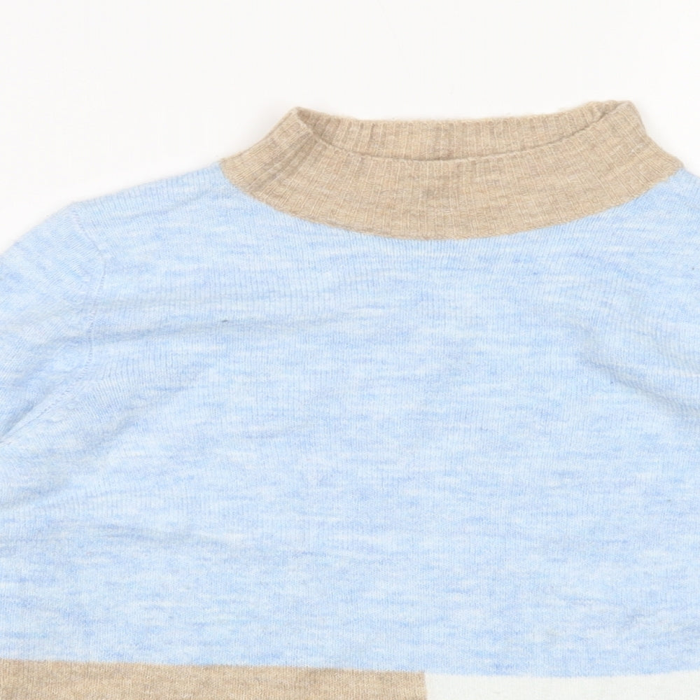 M&C Womens Multicoloured Mock Neck  Acrylic Pullover Jumper Size 14