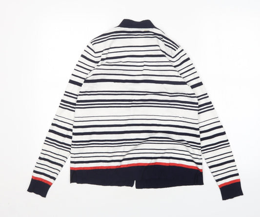 M&Co Womens Multicoloured V-Neck Striped Viscose Cardigan Jumper Size 12