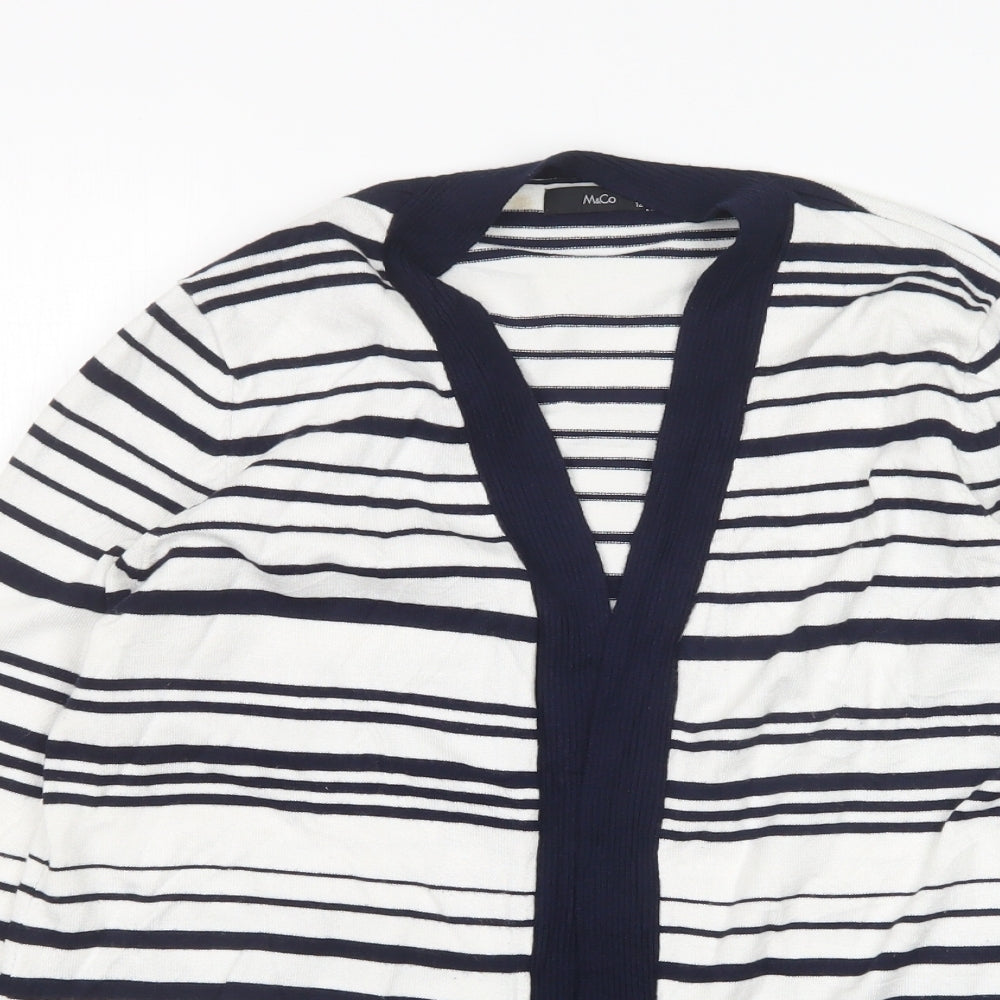 M&Co Womens Multicoloured V-Neck Striped Viscose Cardigan Jumper Size 12