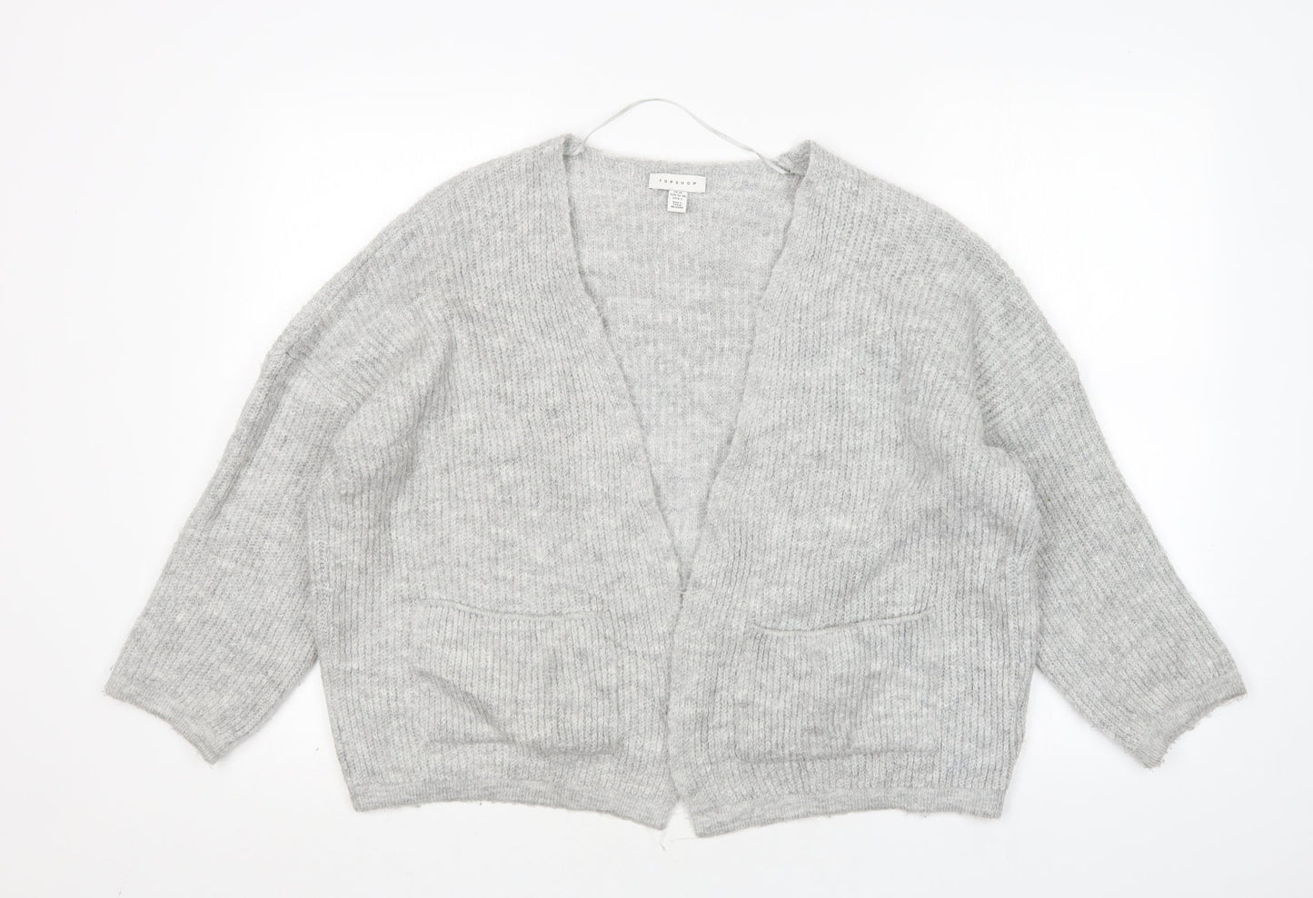 Topshop Womens Grey V-Neck  Acrylic Cardigan Jumper Size XS