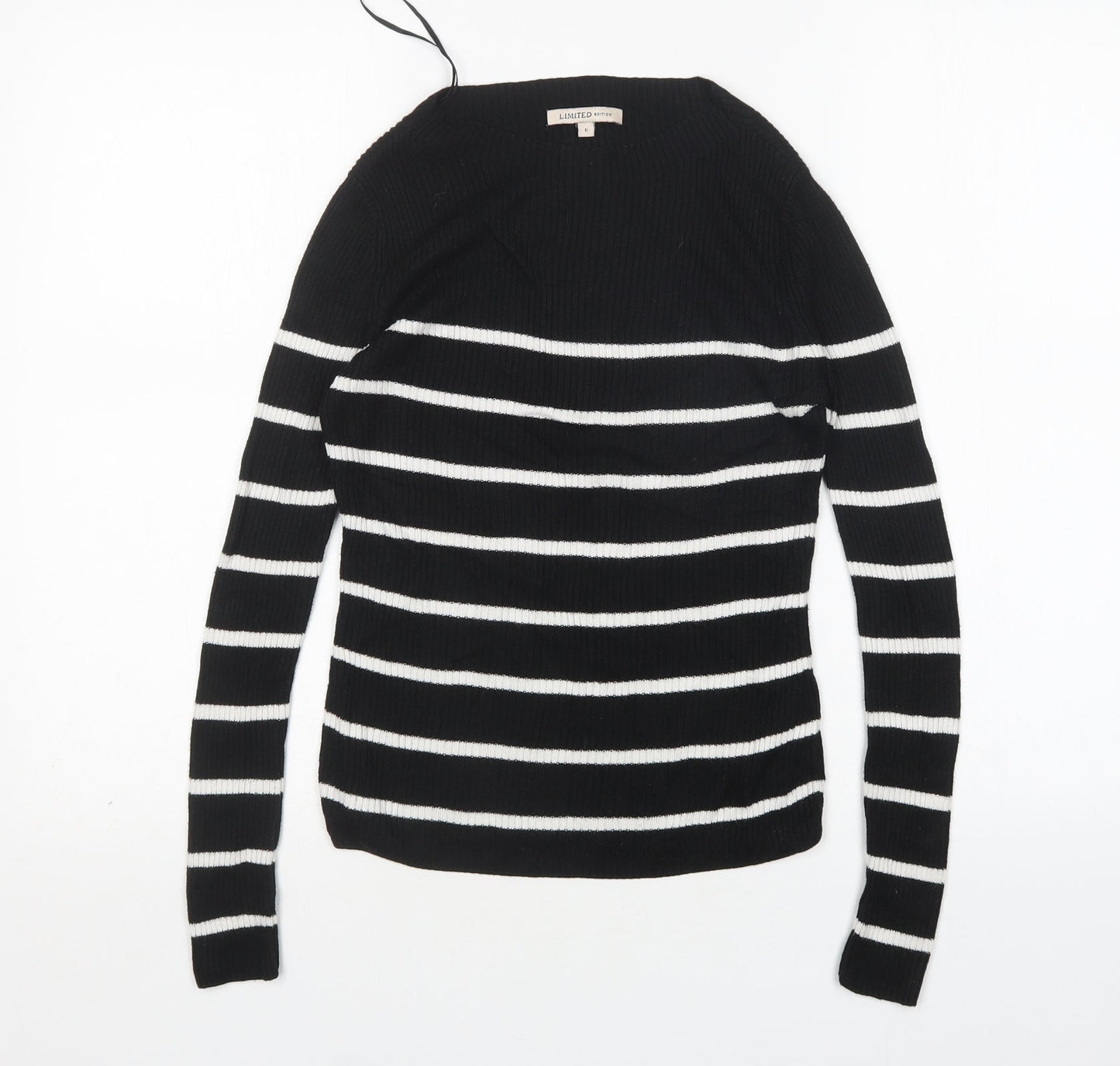 M&S Womens Multicoloured Round Neck Striped Acrylic Pullover Jumper Size 6