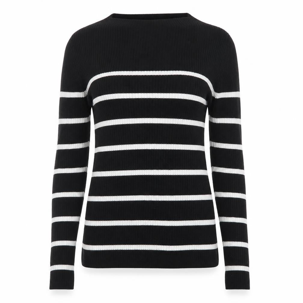 M&S Womens Multicoloured Round Neck Striped Acrylic Pullover Jumper Size 6