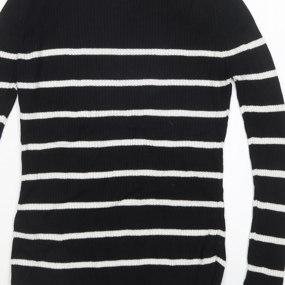 M&S Womens Multicoloured Round Neck Striped Acrylic Pullover Jumper Size 6