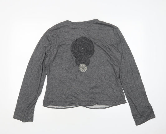 All Beutiful Womens Grey Round Neck  Polyester Pullover Jumper Size 16