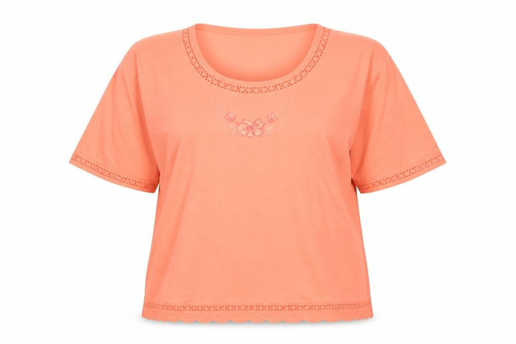 Preworn Womens Pink Floral  Basic T-Shirt Size XL Round Neck